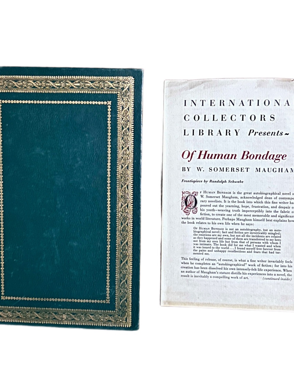 Of Human Bondage ~ W. Somerset Maugham ~ 1936 ~ Doubleday ~ Hardcover Book